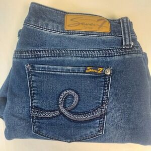 Seven7 Distressed Denim Jean capris Comfort Stretch Blue Wash‎ Women's Size 12